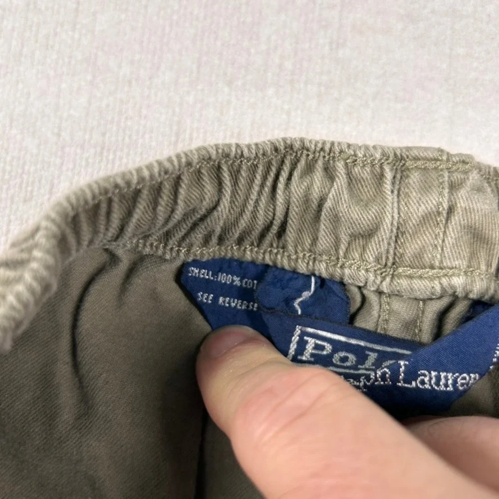 Vintage Polo Ralph Lauren Shorts Mens L Brown Army Green Elastic Baggies Pony 5